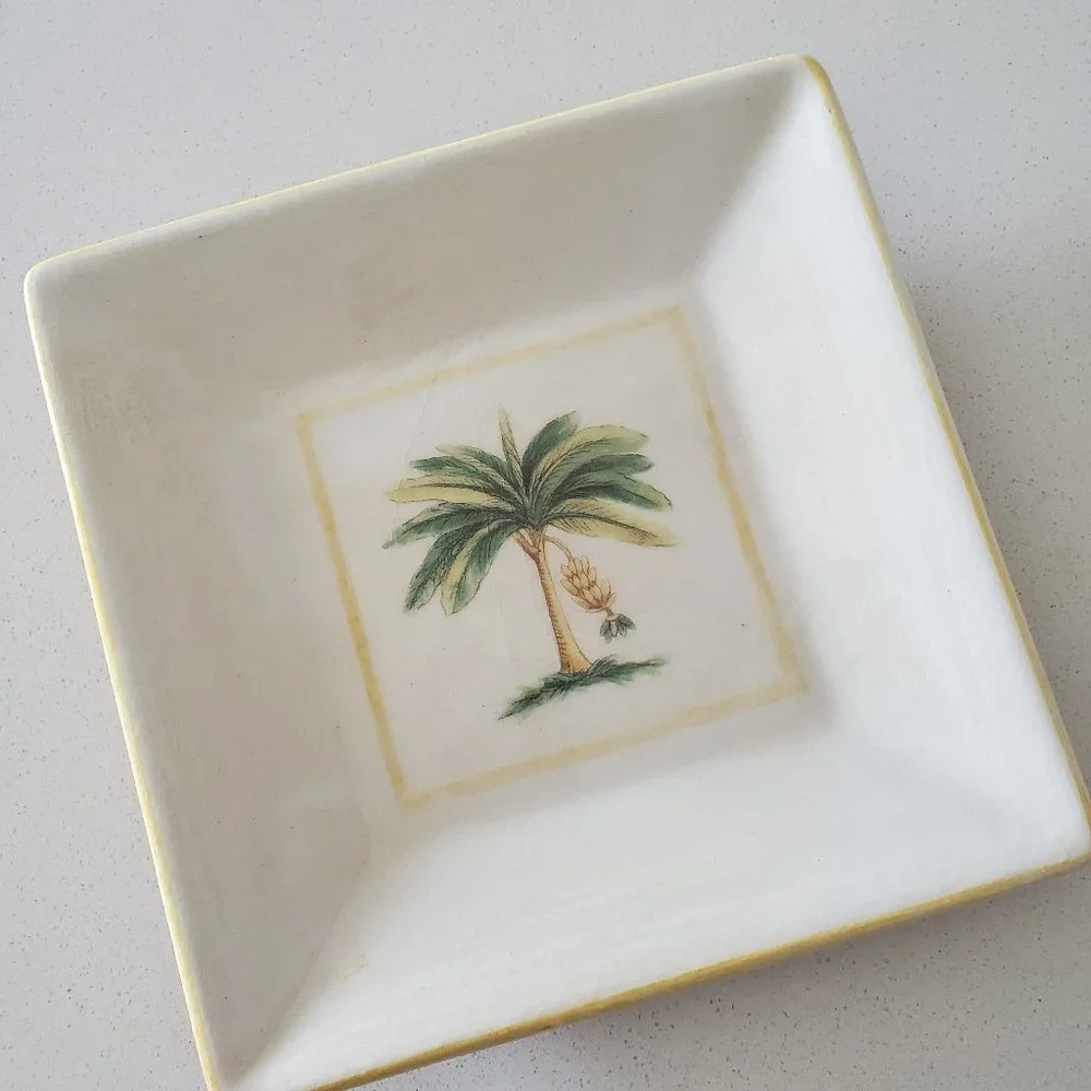 Williams Sonoma Verano Tile Banana Tree Plate Made in Italy